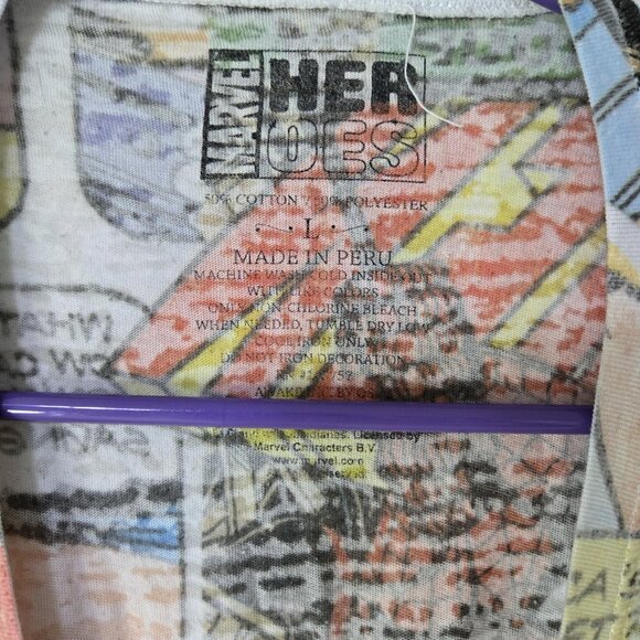 Marvel Heroes Shirt Womens Large Comic Book Graphic Tee Spider-Man Iron Man Hulk - Picture 3 of 7